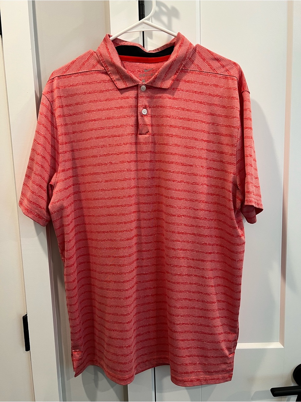 Nike Men's Coral Red Striped Polo